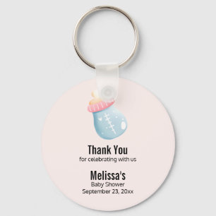 Porte-clés Bleu et rose Bouteille Bébé mignonne Baby shower M