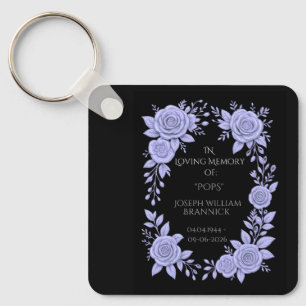 PORTE-CLÉS BLEU FLORAL. OBJET-SOUVENIR EN MÉMOIRE AIMANTE, 