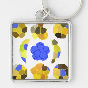Porte-clés Bleu Jaune Illustration Fancy formes Porte - clé