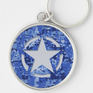 Porte-clés Bleu marine de décalque d'étiquette d'étoile Camo