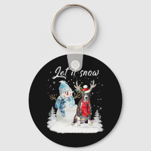 Porte-clés Bleu Nez Pitbull Père Noël Chien Noël Snowman Noël