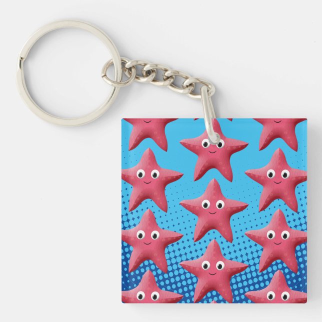 Porte-clés Bleu Océan Bleu d'écrevisse rose (Devant)