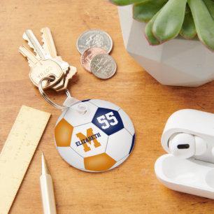 Porte-clés bleu orange équipe couleurs filles garçons footbal