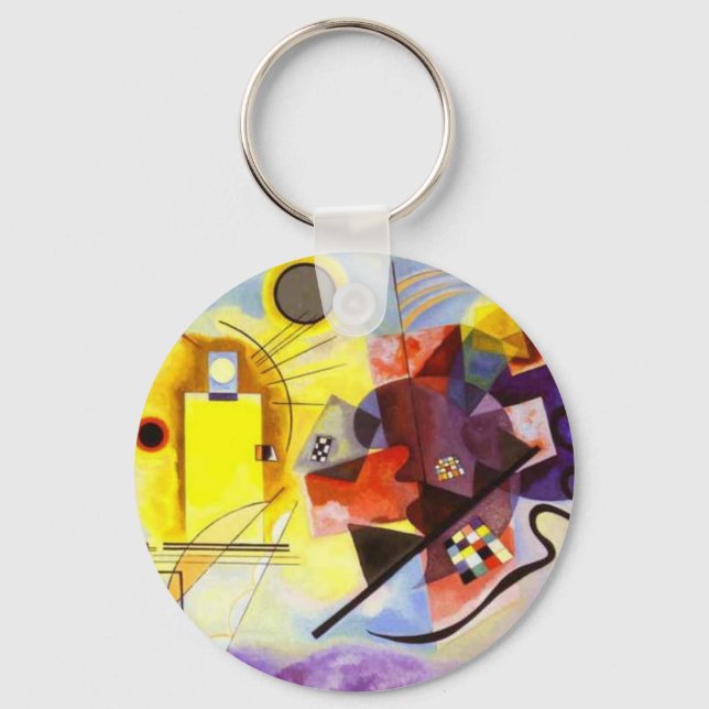 Porte-clés Bleu rouge jaune Kandinsky peinture Abstraite (Recto)
