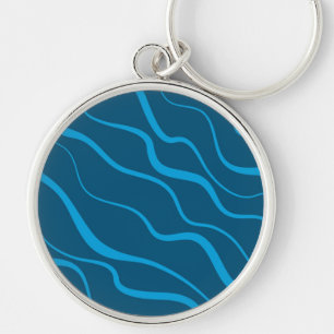 Porte-clés Bleu, simple, moderne, cool vague abstraction