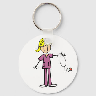Porte-clés Blond Female Stick Figure Nurse