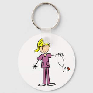 Porte-clés Blond Female Stick Figure Nurse T-shirts