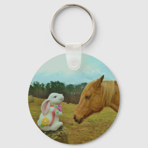 Porte-clés Blond Jaune cheval & Bunny de Pâques