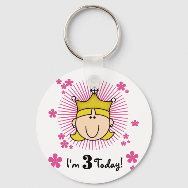Porte-clés Blond Princess 3e Anniversaire Tshirts & cadeaux (Recto)