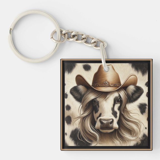Porte-clés Blonde Country Cow Girl Drôle (Devant)