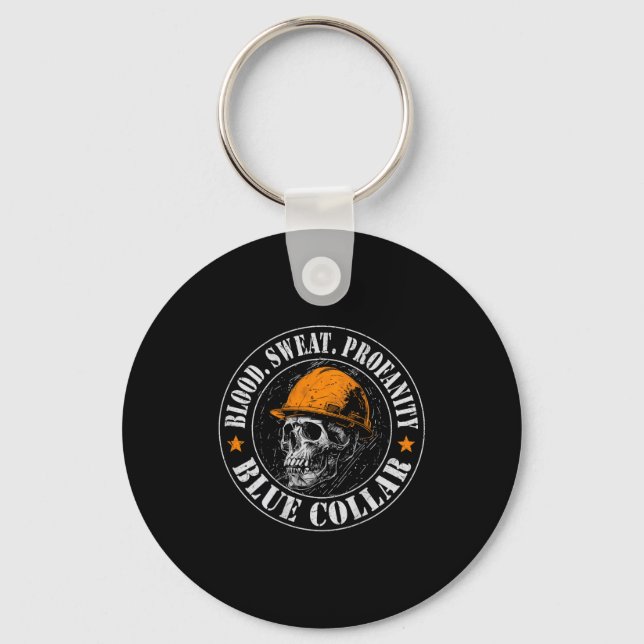 Porte-clés Blood Sweat Profanity Construction Worker Skull Bl (Recto)