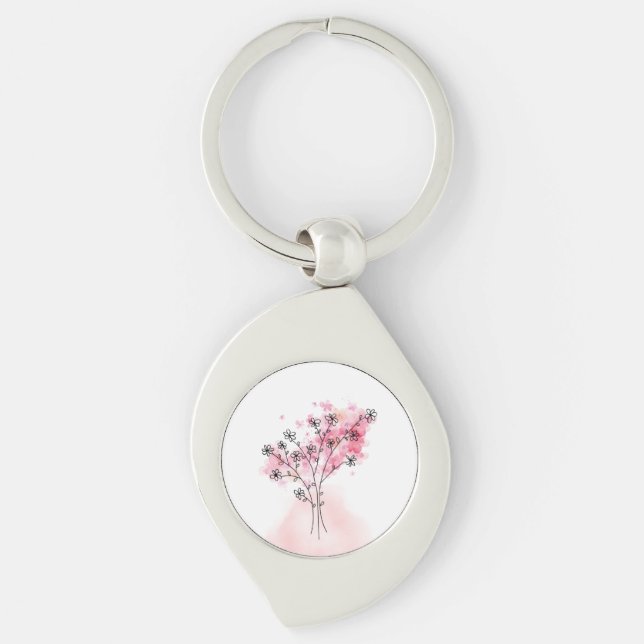 Porte-clés Blossom Breeze – Teardrop Floral Keychain (Devant)