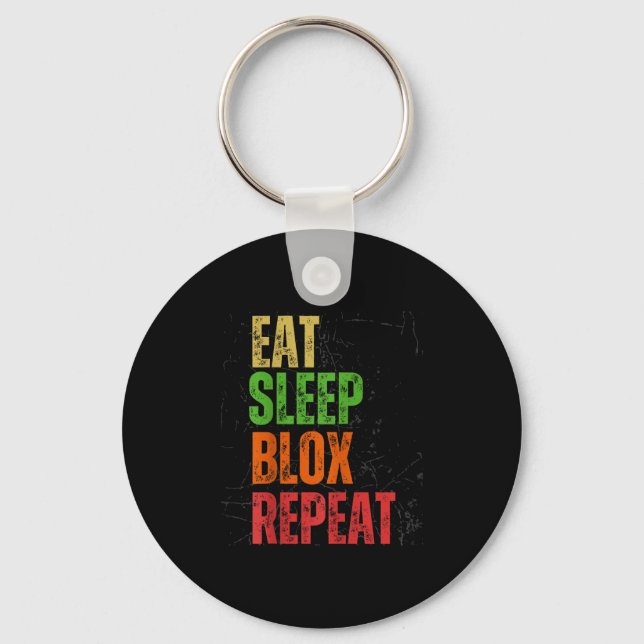 Porte-clés Blox Gaming Tee, Eat Sleep Blox Repeat, Kids Gamin (Recto)