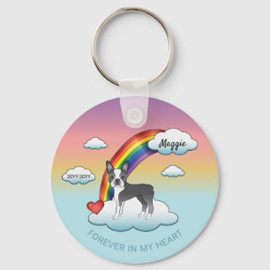 Porte-clés Blue And White Boston Terrier Rainbow Memorial