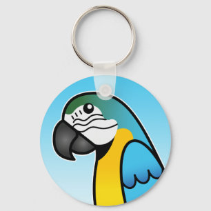 Porte-clés Blue And Yellow Cartoon Macaw Parrot Bird