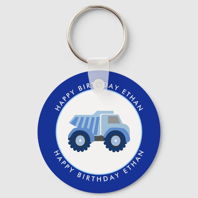 Porte-clés Blue Dump Camion Personnalisé Anniversaire (Recto)