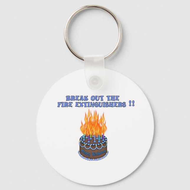 Porte-clés Blue Fire Extinguisher gâteau d'anniversaire (Recto)