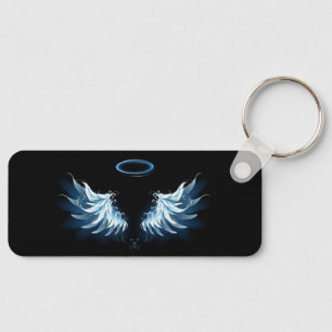 Porte-clés Blue Glowing Angel Wings on black background