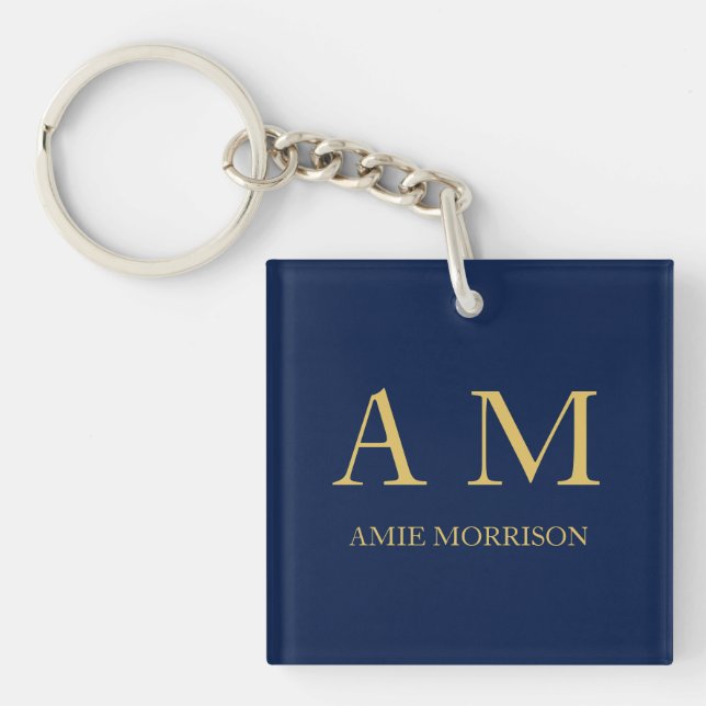 Porte-clés Blue Gold Colours Professionnel Lettres initiales  (Devant)