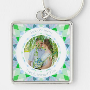 Porte-clés Blue Green 4e anniversaire Mariage Keepsaké cadeau