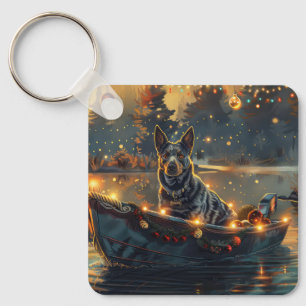Porte-clés Blue Heeler Noël Festive Voyage