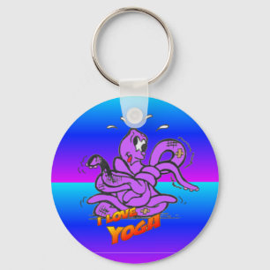 Porte-clés Blue Neon Funny Yoga Octopus Porte - clé de dessin