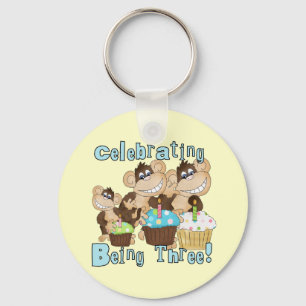 Porte-clés Blue Party Monkeys 3e anniversaire T-shirts et cad