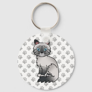 Porte-clés Blue Point Tabby Birman / Ragdoll Cute Cat & Patro