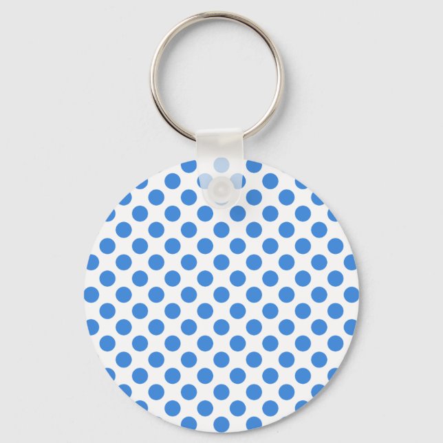 Porte-clés Blue Polka Dots avec Customizable Background (Recto)