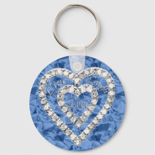 Porte-clés Blue Round Live Lauder Love Diamond Heart Keychain
