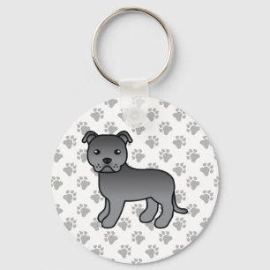 Porte-clés Blue Staffordshire Bull Terrier mignon Dessin Cari