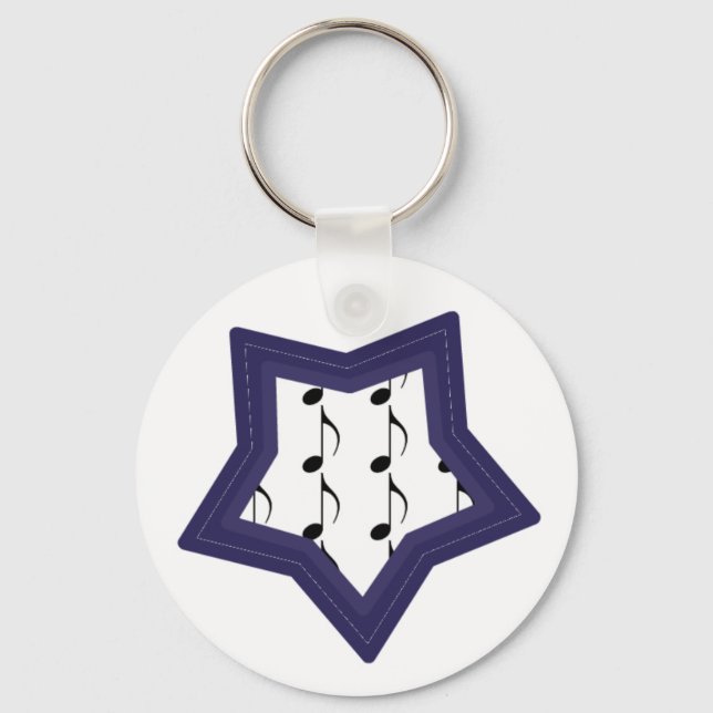 Porte-clés Blue Star avec notes musicales (Recto)