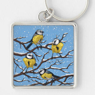 Porte-clés Blue tit birds en hiver