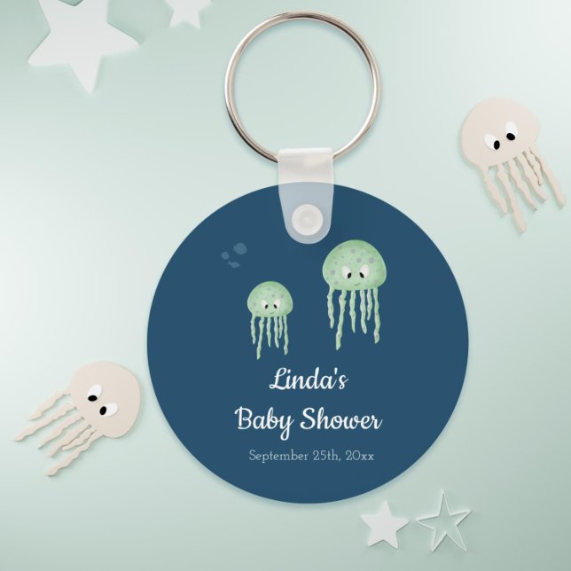 Porte-clés Blue Under the Sea Jellyfish Baby shower (Blue Under the Sea Jellyfish Baby Shower Keychain)