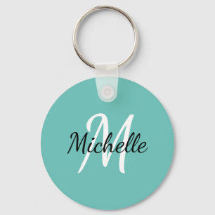 Porte-clés Blue & White Custom Monogram Cute Keychain