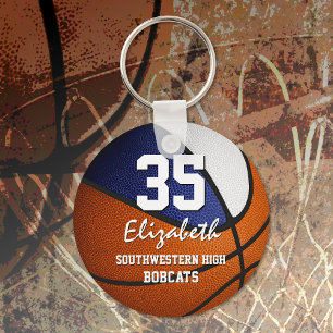Porte-clés Blue white équipe couleurs filles garçons basketba