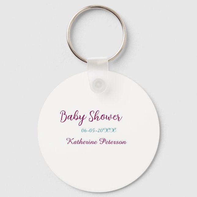 Porte-clés Blue yellow baby shower name date animal ear cute  (Recto)