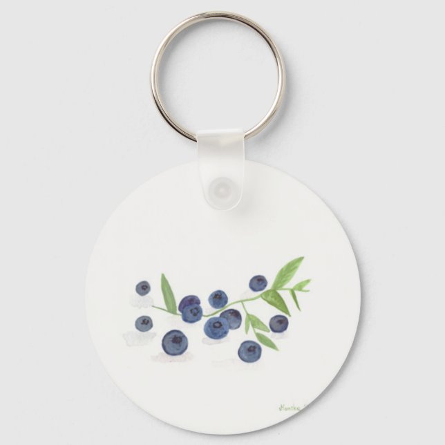 Porte-clés Blueberries fruits cuisine aquarelle nourriture ru (Recto)