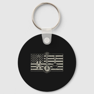 Porte-clés Bluegr Drapeau Usa Guitare Banjo Mandoline 