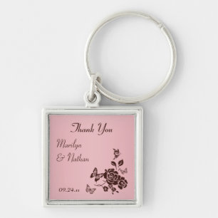 Porte-clés Blush rose et Brown Floral Premium mariage Favoris