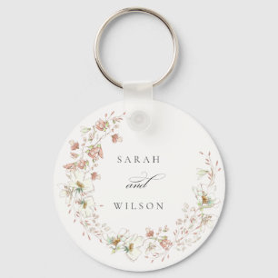 Porte-clés Blush White Rustic Meadow Floral Wreath Wedding