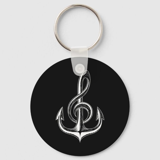 Porte-clés Boat Anchor Treble Clef Nautical Musician  (Recto)