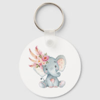 Boho Elephant rose Floral Porte - clés Anniversair