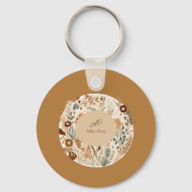 Porte-clés Boho floral aquarelle simple (Recto)