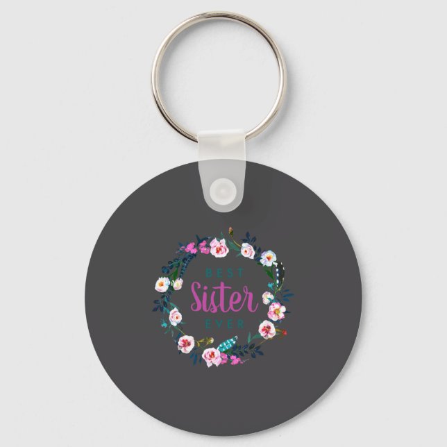 Porte-clés Boho Floral Wreath Sister Ever  (Recto)