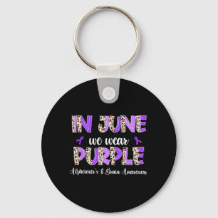 Porte-clés Boho Léopard Juin Porter Violet Alzheimer Cerveau