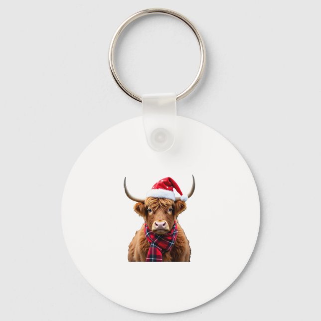 Porte-clés Boho Xmas Christmas Highland Cow T-Shirt (2) (Recto)