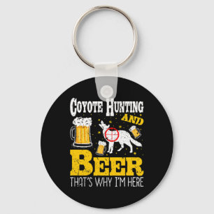 Porte-clés Boire de la bière drôle Coyote chasse