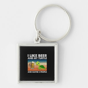 Porte-clés Boisson De Bière J'Aime La Bière Et Ma Tortue Anni
