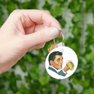 Porte-clés Boissons Cocktails Anciens, Homme Buvant des Boiss